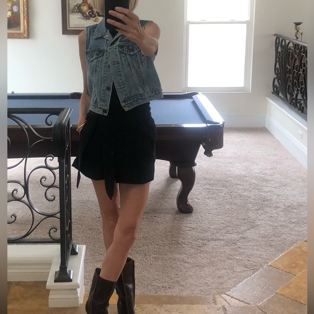 BANANA REPUBLIC - UTILITY TIE MINI SKIRT + BLACK/SIZE XXSP